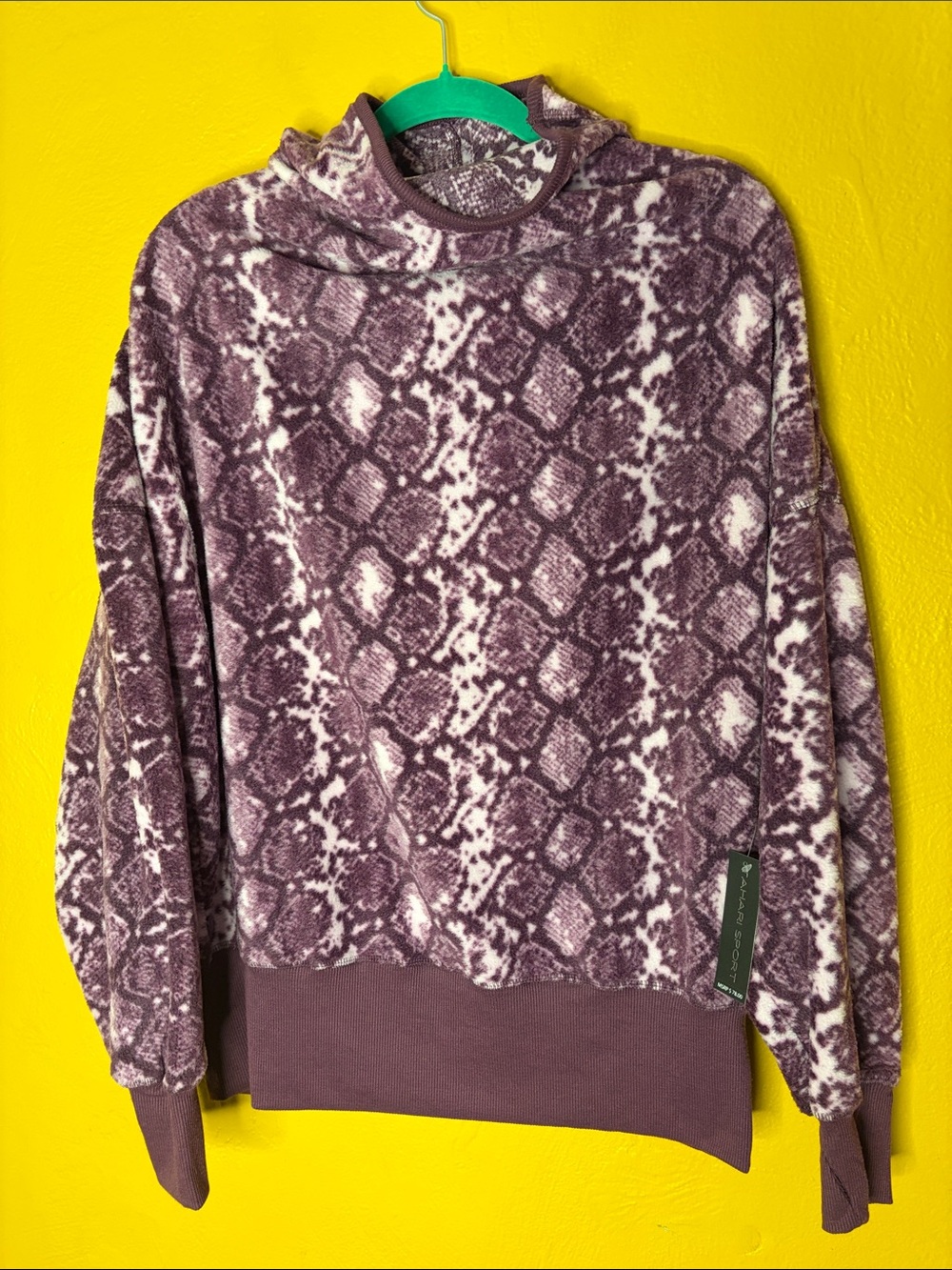 Tahari Sport Purple Printed Funnel Neck Pullover Top NWT Size L